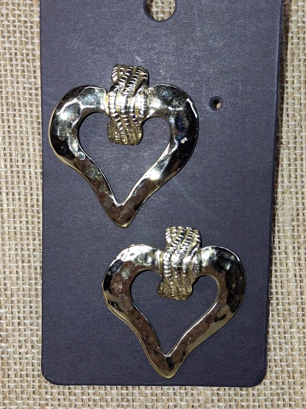 Gold Heart Pendant Pair - Elegant Gold-Tone Heart Accent
